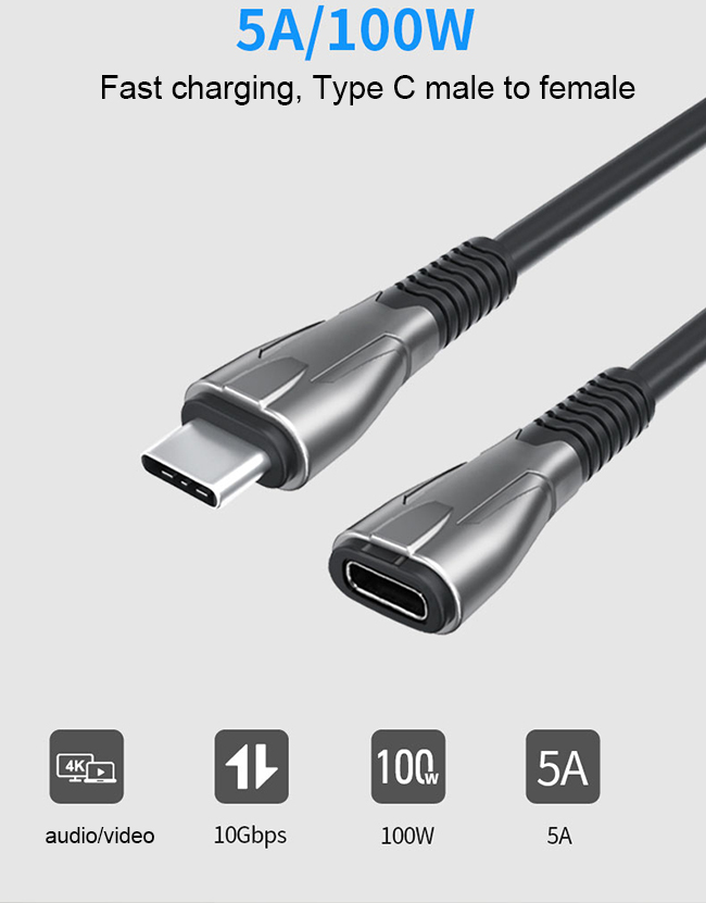 type C male to female connector