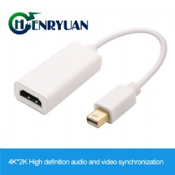 Gold-plated white mini Displayport male to HDMI female adapter